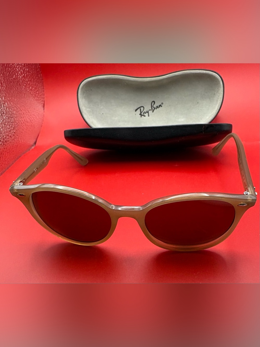 Ray-Ban Women's Beige Frame Sunglasses with Brown Lenses 4305